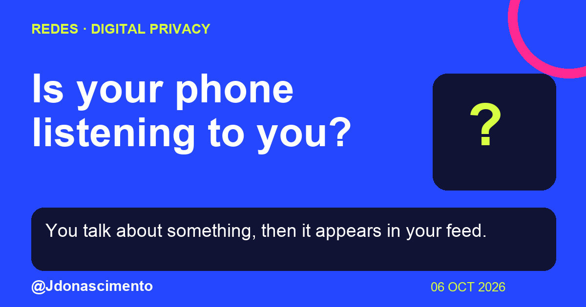 Blue background, dark cards and lime and pink accents. Is your phone listening to you? You talk about something, then it appears in your feed. @Jdonascimento.
