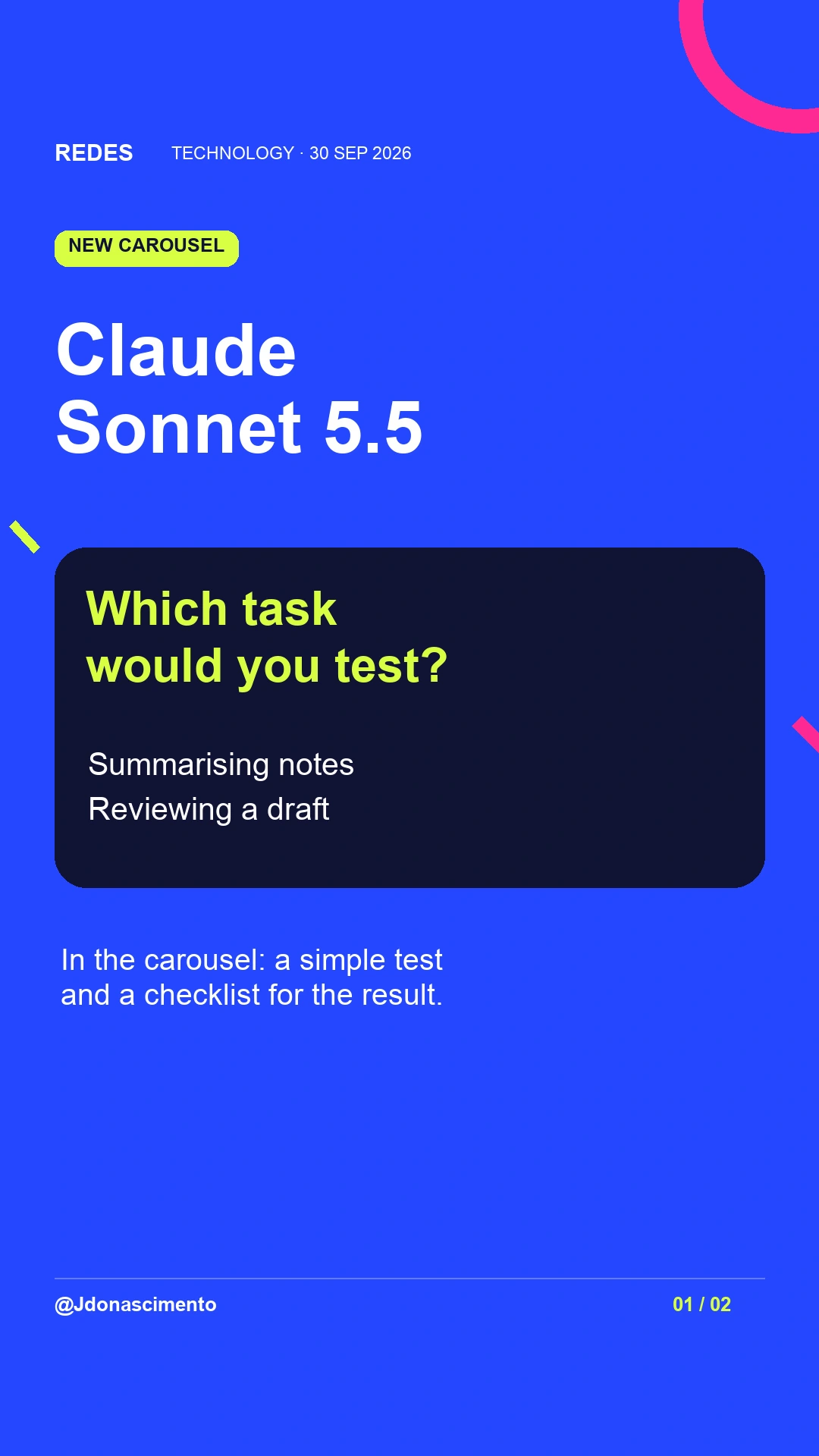 Claude Sonnet 5.5 Story asking which task to test: summarising notes or reviewing a draft.